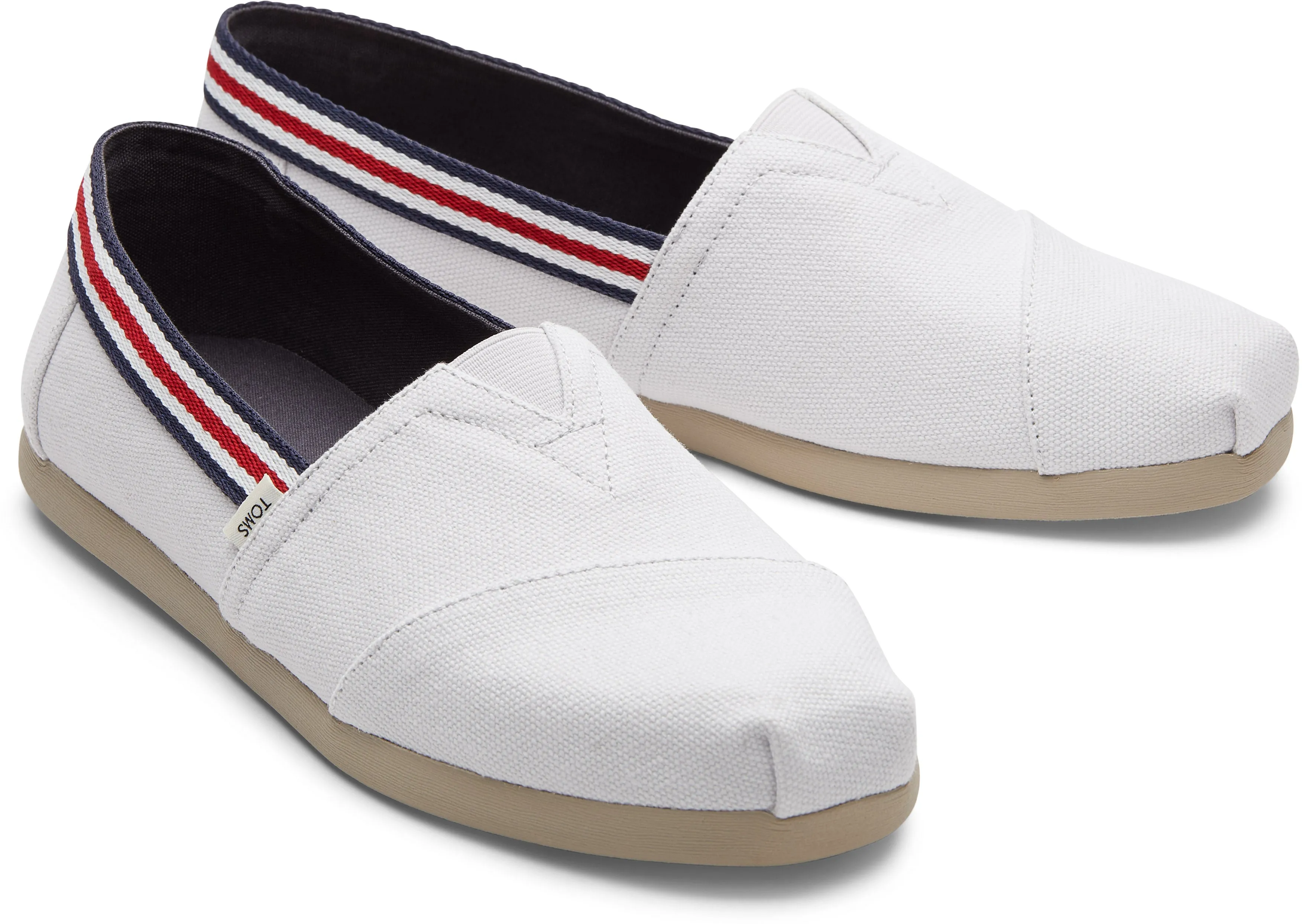Toms Mens Alpargata Cloud Grey Washed Canvas Stripe Trim