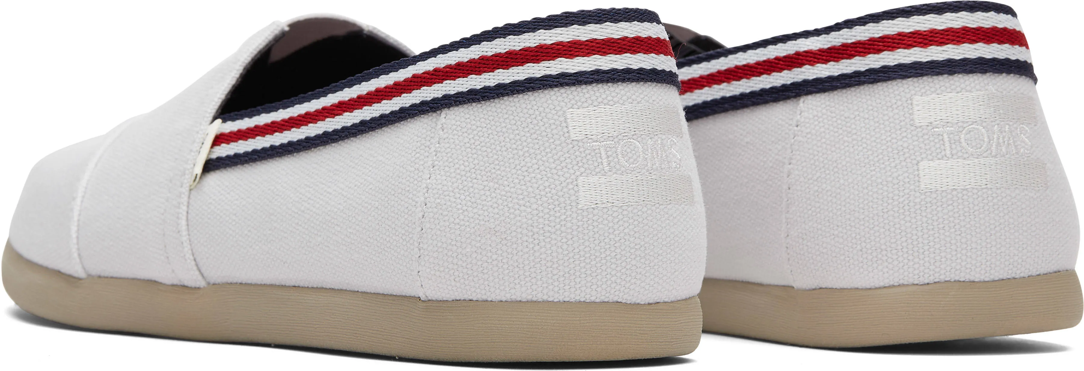 Toms Mens Alpargata Cloud Grey Washed Canvas Stripe Trim