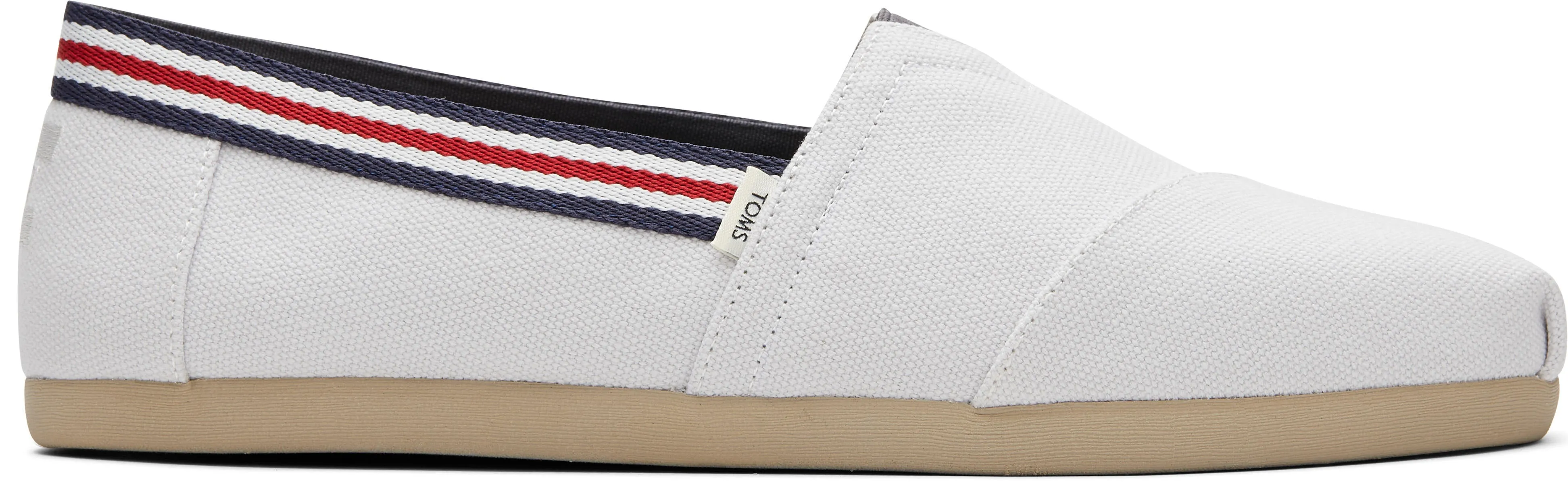 Toms Mens Alpargata Cloud Grey Washed Canvas Stripe Trim