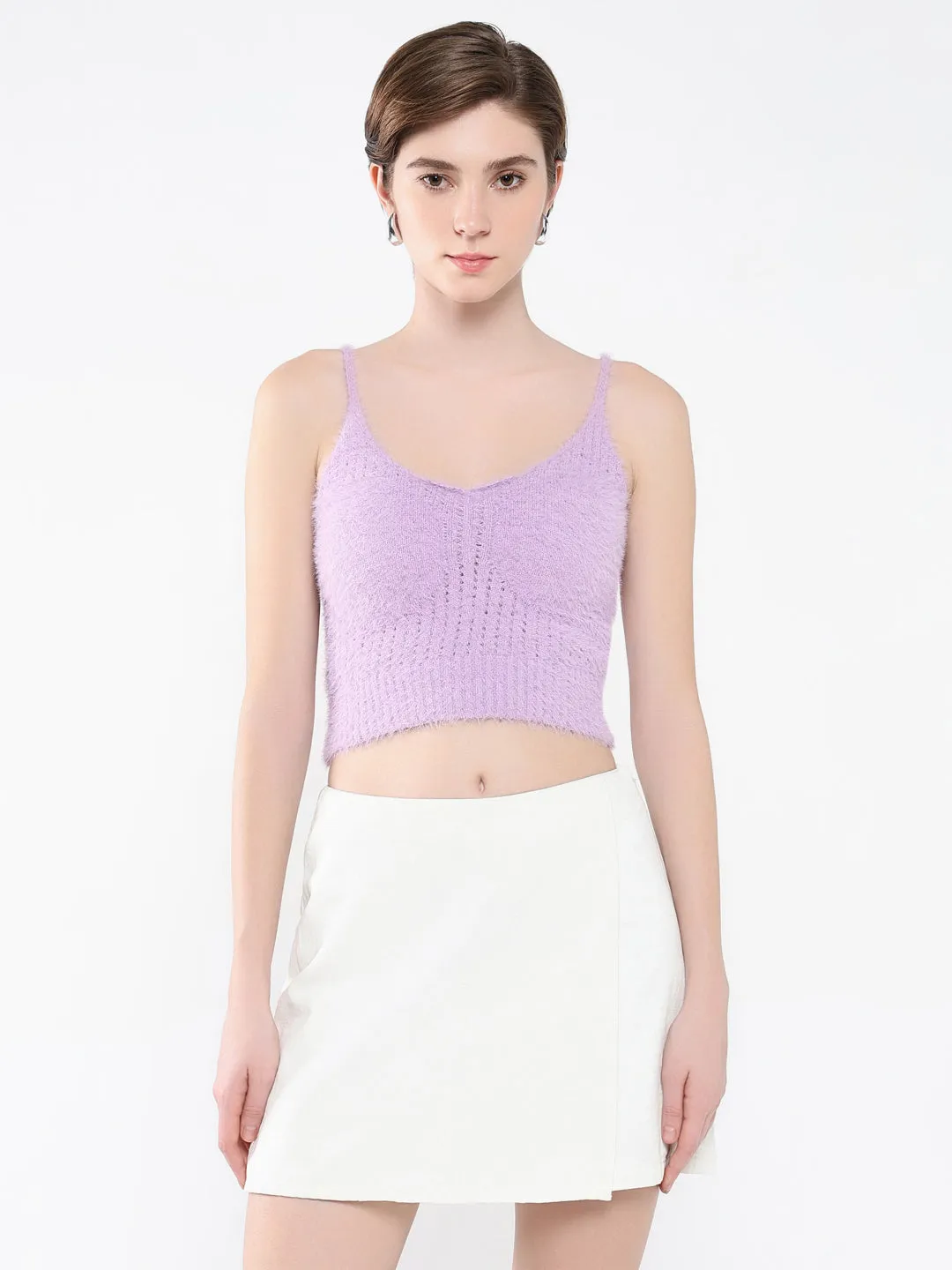 Women Solid Purple Top